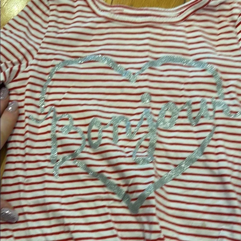 Carter's Red and White Striped Shirt with Silver Heart